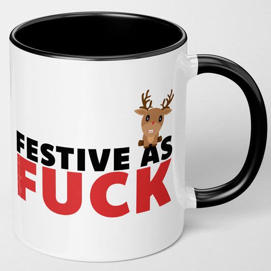 Festive as Fuck Funny Christmas Mug Rude Secret Santa Funny Gift for work colleagues, funny coffee work mug Sarcasm Mug 11oz