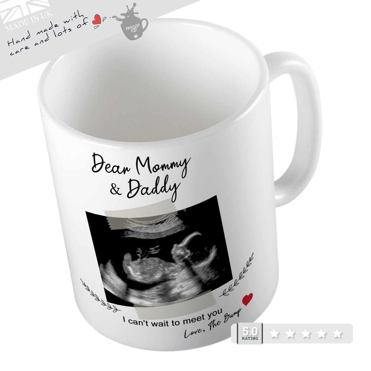 New Baby Scan Mug Pregnancy Announcement Gift For Mum Dad Pregnant New Parents - PERSONALISED