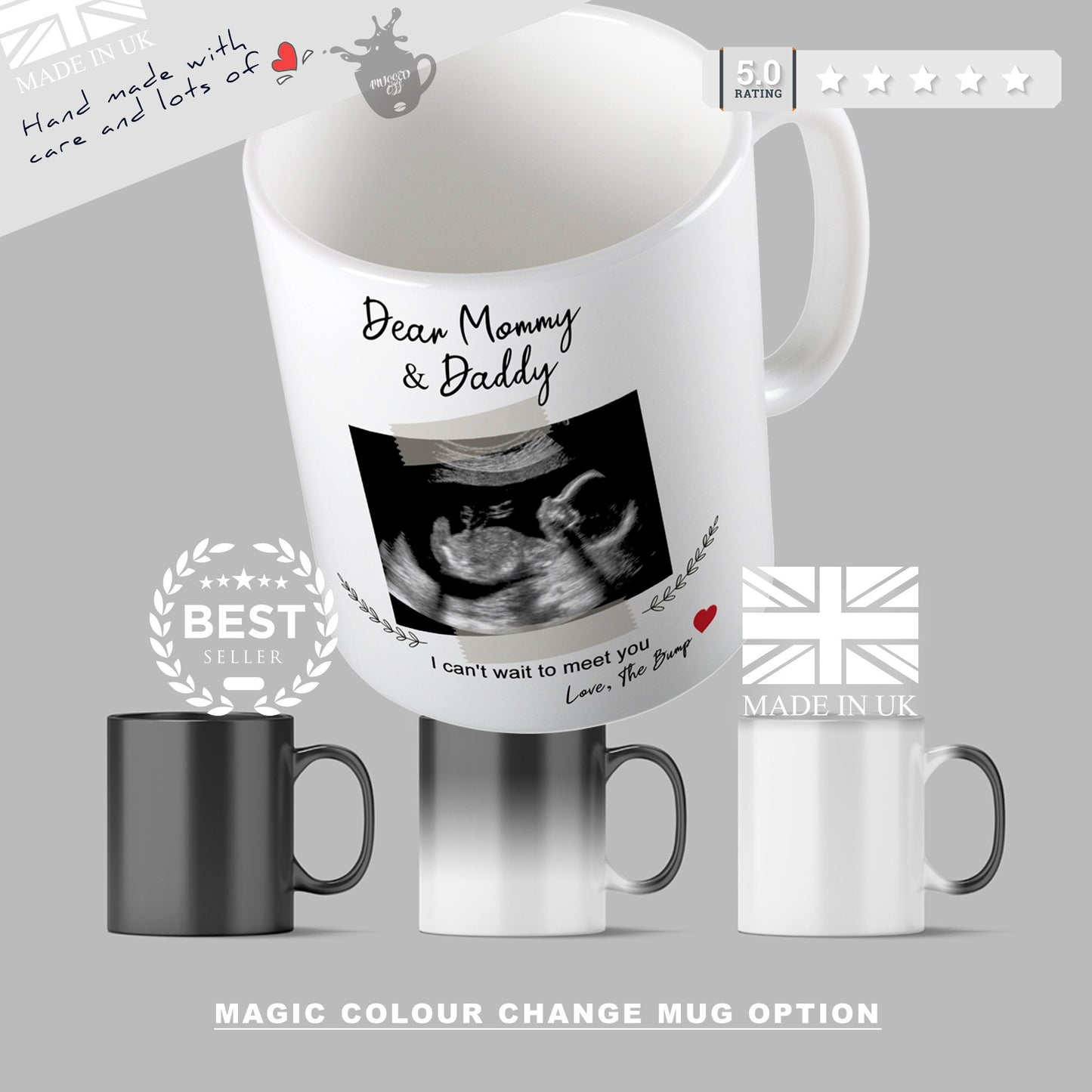 New Baby Scan Mug Pregnancy Announcement Gift For Mum Dad Pregnant New Parents - PERSONALISED