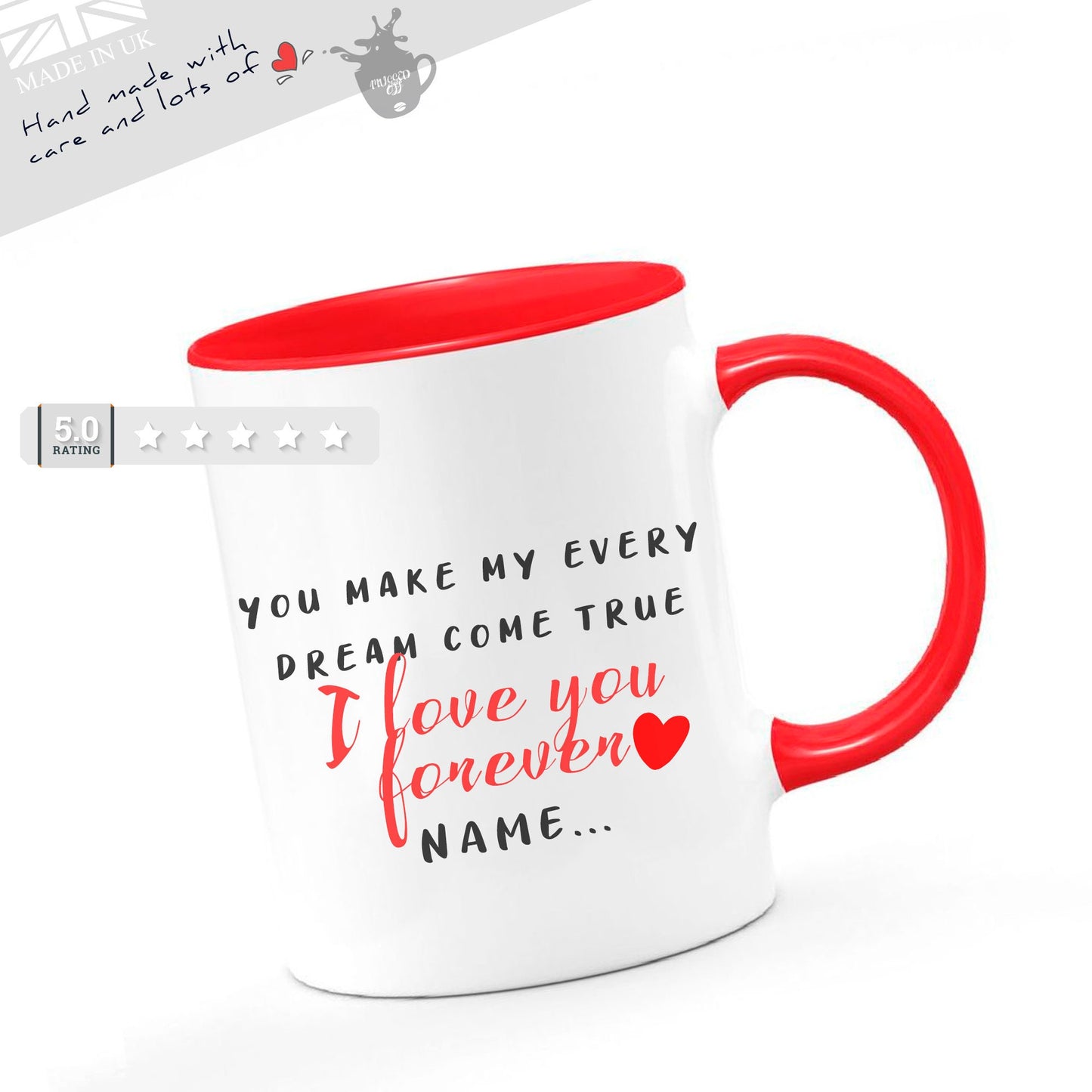 Personalised Valentine's Day Gifts Mug Cup Cups Tea Coffee Mugs - You Make My Every Dream Come True