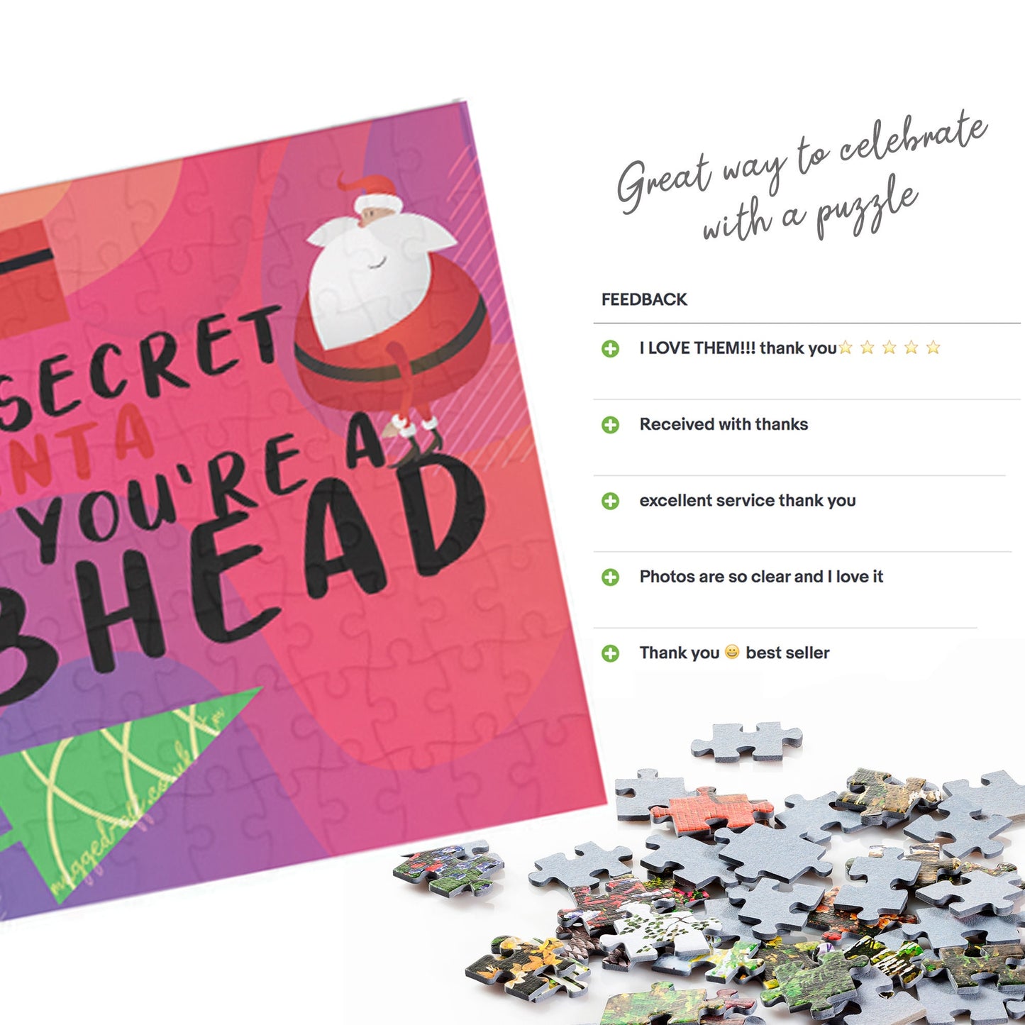 Secret santa puzzle A4 jigsaw puzzles secret santa gift present rude Secret santa gift Secret santa Ideas