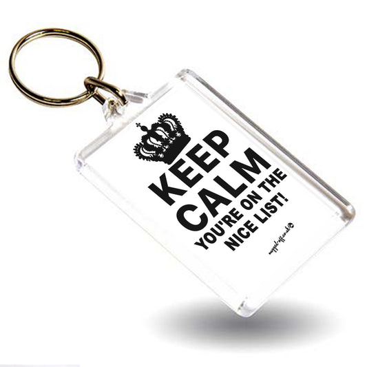 Secret Santa Keyring Keep Calm You're On The Nice List! Secret Santa Keychain Gift For Him For Her Funny Joke Christmas